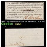 1863 Confederate States of America CSA $60 Note Gr