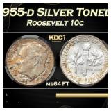 CACG 1955-d Roosevelt Dime Silver Toned 10c ms64 F