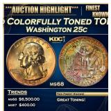 1958-d Washington Quarter Colorfully Toned TOP POP