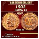 1903 Indian Cent 1c ms66 rb SEGS