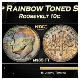 PCGS 1951-p Roosevelt Dime Rainbow Toned Silver 10