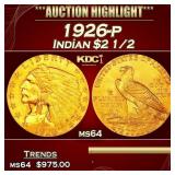 1926-p Gold Indian Quarter Eagle $2 1/2 ms64 SEGS