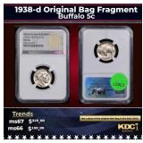 NGC 1938-d Buffalo Nickel Original Bag Fragment 5c