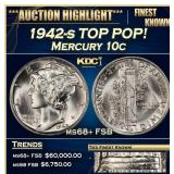 1942-s Mercury Dime TOP POP! 10c ms68+ FSB SEGS