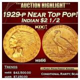 1929-p Gold Indian Quarter Eagle Near Top Pop! 2.5