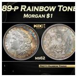 NGC 1889-p Morgan Dollar Rainbow Toned $1 ms62 NGC