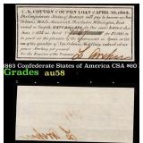 1863 Confederate States of America CSA $60 Note Gr
