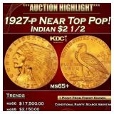 1927-p Gold Indian Quarter Eagle Near Top Pop! 2.5
