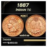 1887 Indian Cent 1c Grades ms64 rb