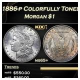 1886-p Morgan Dollar Colorfully Toned $1 Grades ms