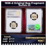 NGC 1938-d Buffalo Nickel Original Bag Fragment 5c