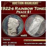 1922-s Peace Dollar Rainbow Toned $1 ms65 PCI