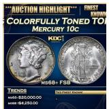 1944-s Mercury Dime Colorfully Toned TOP POP! 10c