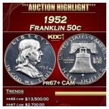 1952 Proof Franklin Half Dollar 50c pr67+ CAM USCG