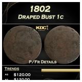 PCGS 1802 Draped Bust Large Cent 1c P/Fr Details P