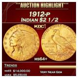 1912-p Gold Indian Quarter Eagle 2.5 ms64+ SEGS