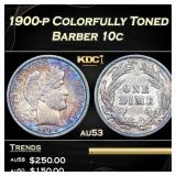 1900-p Barber Dime Colorfully Toned 10c Grades au5