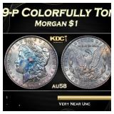 1889-p Morgan Dollar Colorfully Toned $1 Grades au