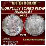 1886-p Morgan Dollar Colorfully Toned Near Top Pop