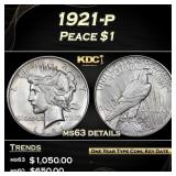 1921-p Peace Dollar $1 ms63 details SEGS
