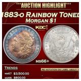 1883-o Morgan Dollar Rainbow Toned $1 ms66+ PCI