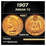 1907 Indian Cent 1c Grades ms64 rd