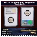 NGC 1937-s Buffalo Nickel Original Bag Fragment 5c