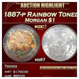 1887-p Morgan Dollar Rainbow Toned $1 ms67 PCI