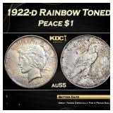 1922-d Peace Dollar Rainbow Toned $1 Grades au55