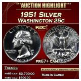 1951 Proof Washington Quarter Silver 25c pr67+ cam