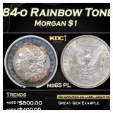 1884-o Morgan Dollar Rainbow Toned $1 ms65 PL PCI