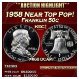 1958 Proof Franklin Half Dollar Near Top Pop! 50c