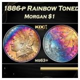 1886-p Morgan Dollar Rainbow Toned $1 Grades ms63+