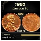 1950 Proof Lincoln Cent 1c Grades pr66 rb