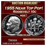 1955 Proof Roosevelt Dime Near Top Pop! 10c pr68 D
