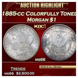 1885-cc Morgan Dollar Colorfully Toned $1 ms66 SEG