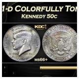1991-d Kennedy Half Dollar Colorfully Toned 50c Gr