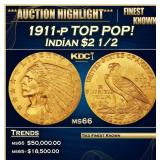 1911-p Gold Indian Quarter Eagle TOP POP! 2.5 ms66