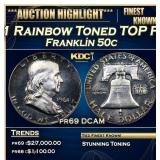1961 Proof Franklin Half Dollar Rainbow Toned TOP