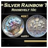 1962-p Roosevelt Dime Silver Rainbow Toned 10c Gra