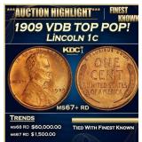1909 VDB Lincoln Cent TOP POP! 1c ms67+ rd SEGS