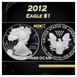 2012 Proof Silver Eagle Dollar $1 Grades pr69 DCAM