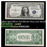 1935E $1 Blue Seal Silver Certificate Very Low Ser