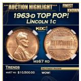NGC 1963-d Lincoln Cent TOP POP! 1c ms67 rd NGC
