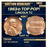 NGC 1963-d Lincoln Cent TOP POP! 1c ms67 rd NGC