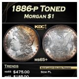 1886-p Morgan Dollar Toned $1 Grades ms65+