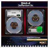 CACG 1940-d Jefferson Nickel 5c ms65 CACG