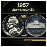 1957 Proof Jefferson Nickel 5c Grades pr67