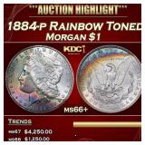 1884-p Morgan Dollar Rainbow Toned $1 ms66+ USCG