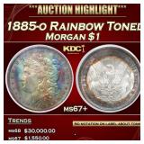 1885-o Morgan Dollar Rainbow Toned $1 ms67+ PCI
